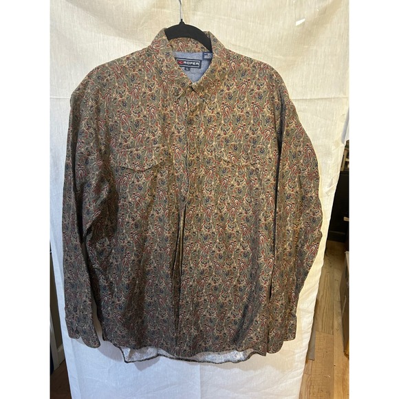 Roper Mens Long Sleeve Paisley Print Button Down Shirt Size L Casual Western - Picture 5 of 5